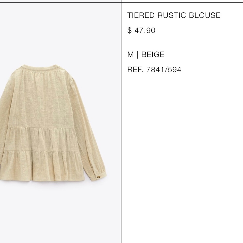 NWOT ZARA TIERED LINEN BLOUSE